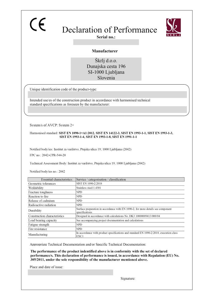 Declaration of Performance